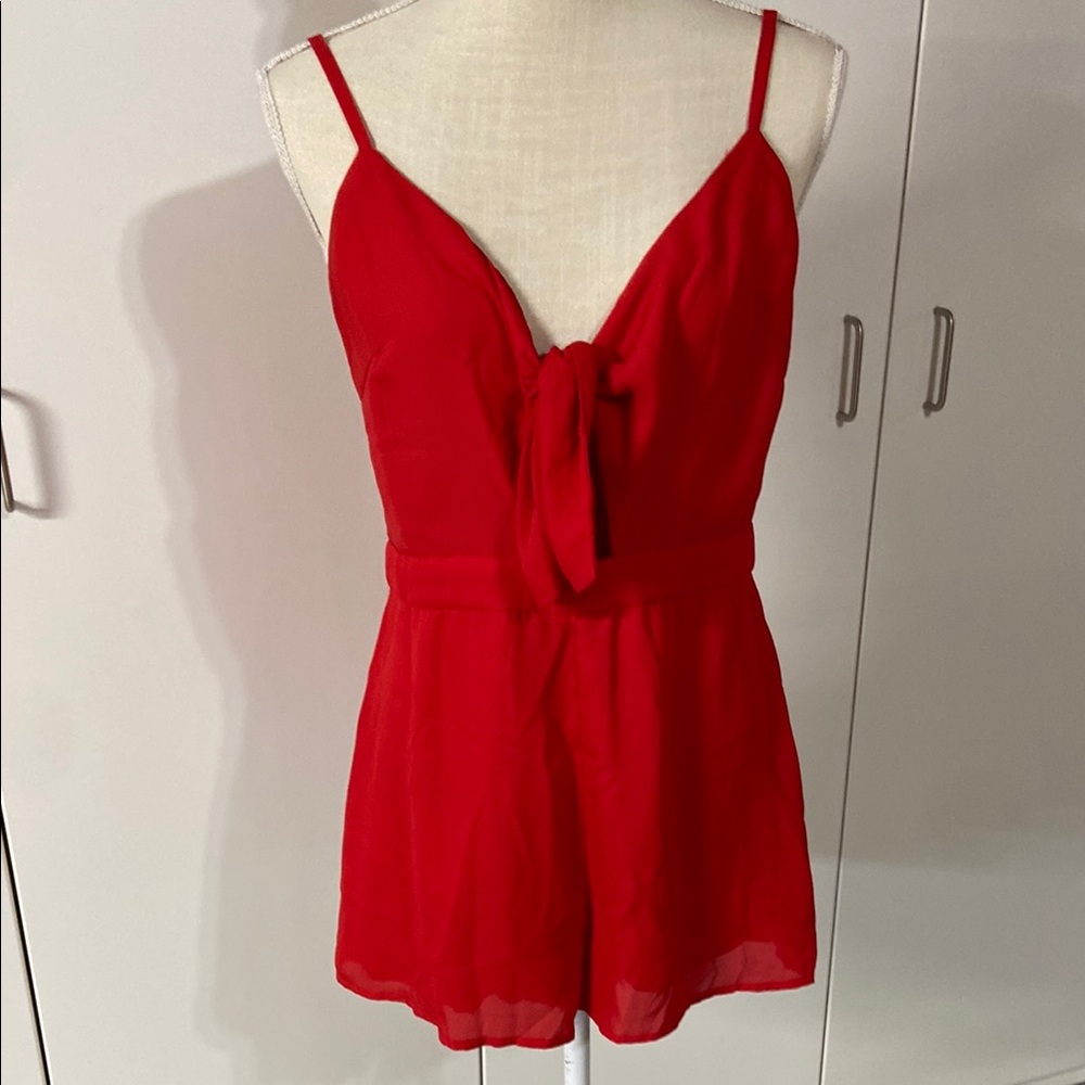 Red Sleeveless Romper
